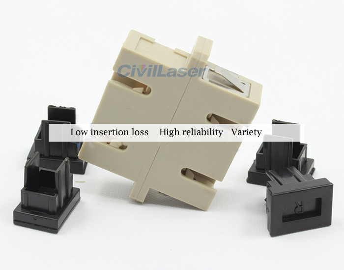 SC Multimode Double Core Fiber Optic Adapter Plactic Flange